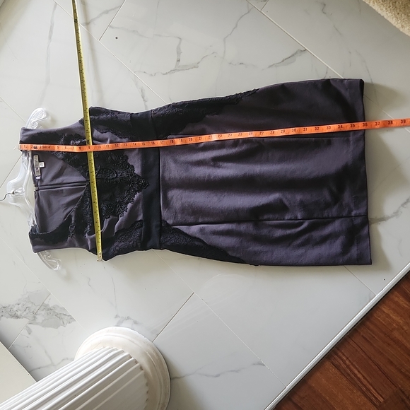 Jennifer Lopez Black Lace V-Neck Sleeveless Size 4 EUC Gray Dress - Picture 8 of 13